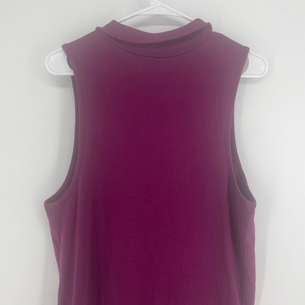 Free People Mock Neck Sleeveless Tank Top Plum Purple Size L Cotton Layering - Picture 7 of 8